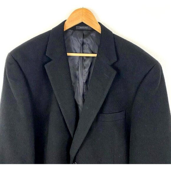 Chaps 100% Camel Hair Blazer Suit Jacket Men's Size 46R Black Single-Breasted - Picture 4 of 15